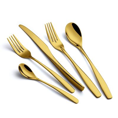 China Wholesale Viable Kitchen Silverware Restaurants Wedding Gold Cutlery Sets Knife Forks And Spoons Stainless Steel Flatware Set for sale