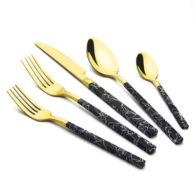 China Factory Wholesale 12/24/36 Pcs Dinner Knife Fork Spoon 18/8 Stainless Steel Gold Cutlery Set Flatware Set for sale