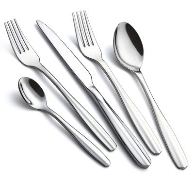 China Popular Sustainable Tea Spoon Fork Knife Dinner Set Flatware Restaurants High Polished Stainless Steel Cutlery Set for sale