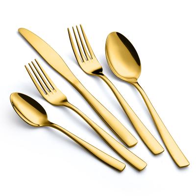 China Viable Stain Viable Goods Wedding Mirror Restaurant Gold Stainless Steel Flatware Set Black Flatware Set 18/10 for sale