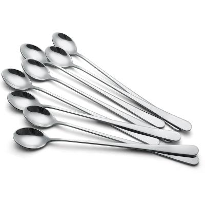 China Sustainable Spot Sustainable Goods Long Handle Spoon Sets Honey Ice Cream Dessert Teaspoon Stainless Steel Teaspoon for sale