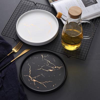 China High Quality Elegant Ceramic Stocked Mug Cup Marble Round Dish Stocked Whole Set For Restaurant Homeware for sale