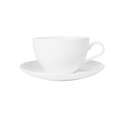 China Sustainable Coffee Cup White Ceramic Tea Cup And Saucer Set For Coffee for sale