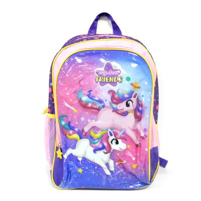 China Unicorn Cartoon Patterns PVC Polyester Waterproof Baby School Bags Children's Backpack for sale