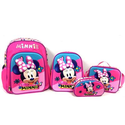 China Waterproof Promotional 3 Pcs / Set Kids Backpacks Girl Student Cartoon 3D School Bag Set With Lunch Bag for sale