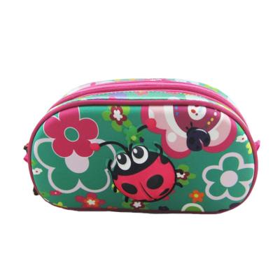 China Schools & Offices BSCI audit factory polyester green ladybug two zipper pencil case for kids for sale