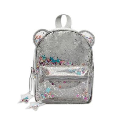 China Party Confetti Backpack ZAR Bear Shape Glitter Backpack Waterproof Packed Clear Backpack for sale