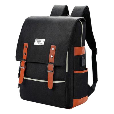 China With USB Black Water Resistant School Backpack Daypacks College School Bag Bookbags USB Port Laptop Backpack for sale