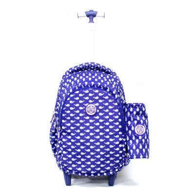 China Storage Display New Arrive All Over The Top Print Teens School Trolley Bag With Two Big Wheels for sale