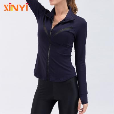 China Breathable Zipper Pockets Thumb Holes Private Label Workout Fitness Shirt Women Sports Yoga Jacket Custom Made for sale