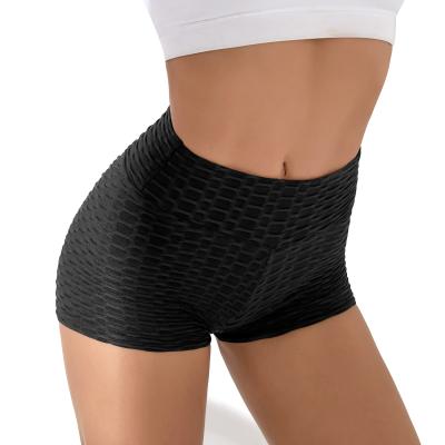 China Logo Sports Wear Breathable Custom Tight Fitting Three Part Pants Jacquard High Waist Hip Lift Fitness Running Yoga Shorts Pants Women for sale