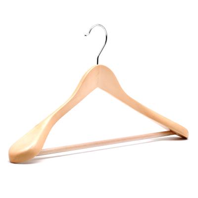 China Coat Factory High Quality Natural Wide Shoulder Wooden Coat Hangers For Clothes for sale