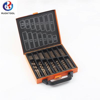 China RUOKTOOL 99 Pcs Metal Drilling Iron Box High Speed ​​Metal Drill Bits Cobalt-Containing Steel Concrete Set for sale