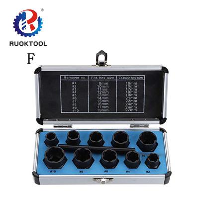 China 10Pcs Universal Damaged Bolt Nut Screw Remover Extractor Removal Tool Kit for sale