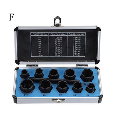 China 10Pcs Damaged Bolt Nut Bolt Threading Hand Screw Remover Remover Removal Set Universal Nut Removal Socket Tool for sale