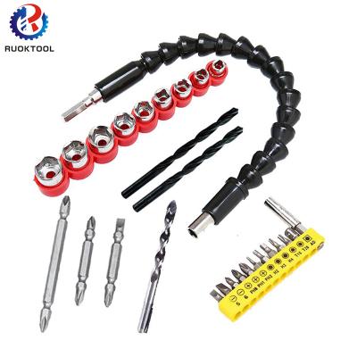 China RUOKTOOL 28pcs Flexible Shaft Drill Driver Bit Accessories Plastic Electric Screwdriver Bits Kit Set for sale