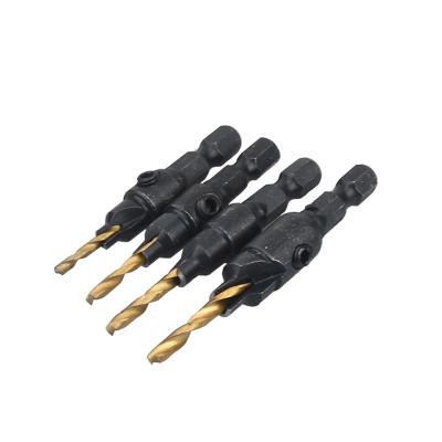 China 5Pcs Hss Wood Drilling Countersink Wood Drill Bits Set #6 8 10 12 14 Round Shank Drill Bits for sale