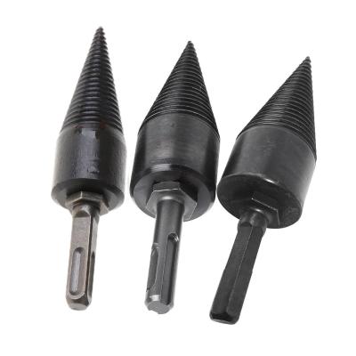 China RUOKTOOLS Firewood Slotting Wood Working Cones Steel Solid Log Easy Use Firewood Screw Splitter Black Drill Bits for sale