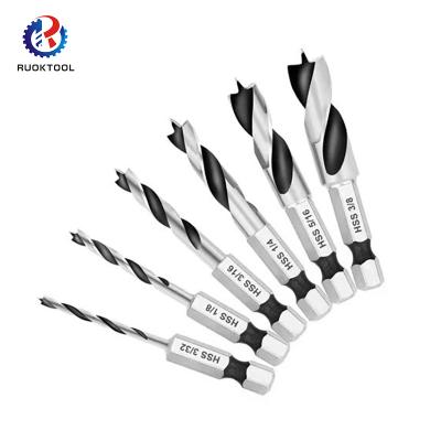 China Hotsale Wood Drilling Reaming Electric Woodworking Brad Point Drill Bit Woodworking Trapano 6Pcs Hss for sale