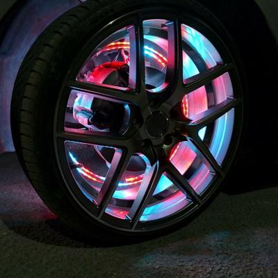 China Univeral Newest 5050-RGB SMD LED Automobile Color Wheel Rim Lights APP Control Wheel Rings Lights Kits for sale