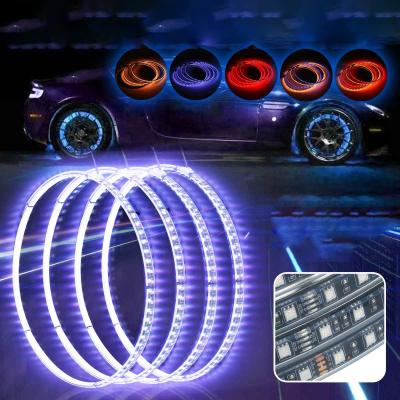 China Factory Wholesale 2021 Univeral Automobile IP68 Waterproof RGB 4 IN 1 Wheel Car Led Kit Single Row Light Strip Lights For Car for sale