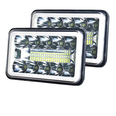 China Classic Square DRL Amber Headlight 24V Rectangular 12Volt Sealed Beam 6x4 Led Headlights For Truck for sale