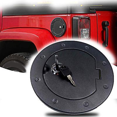 China Aluminum Upgraded Aluminum Gas Tank Cap Fuel Filler Door Locking Cover For Unlimited Sport Rubicon Sahara 2007-2017 Jeep Wrangler JK for sale