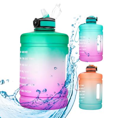 China Customized Motivational One Gallon Viable PETG Portable Leakproof Water Bottles With Time Marker for sale