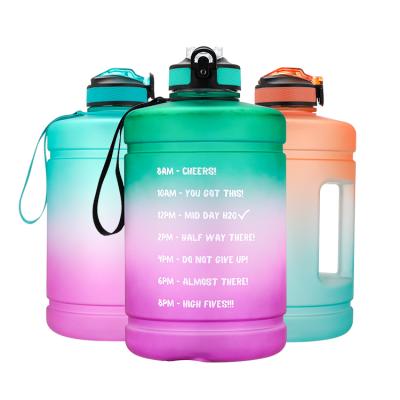 China One Viable Motivational Sport Logo Straw Lid Custom Tritan Plastic Water Gallon Bottles With Time Marker for sale