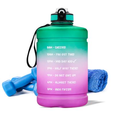 China Amazon Viable Hot Sale Private Label One Gallon Sports Gym Plastic Jug Water Bottle Tritan Bpa Free Motivational Water Bottle for sale