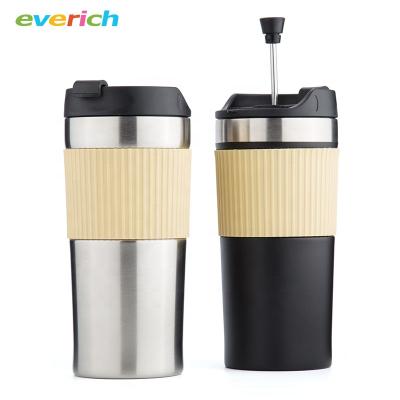 China Wholesale French Portable Viable Press Stainless Steel Tumbler Coffee Mug Everich Tea Cups 30oz Rose Gold Tumbler With Lid for sale