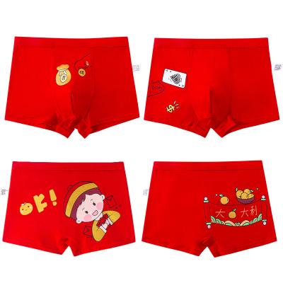 China Red cotton cartoon boxers children hot selling breathable comfortable underwear for boys and girls for sale