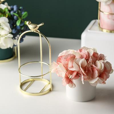 China American Style Nordic hand-held small vase creative wrought iron dried flower vase countertop ceramic bow succulent flower pot ornament for sale