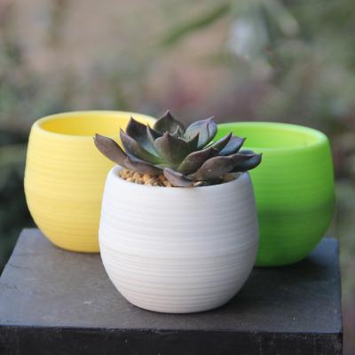 China Simple Succulent flower pot creative round balcony resin plastic flower pot for sale