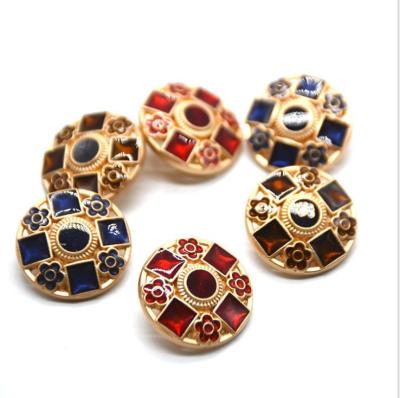 China Wind Viable Scented Small Flower Buttons Metal Oil Color Oil Color Alloy Square Buttons for sale