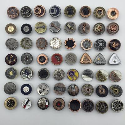 China Durable Metal Shaking Button Clockwork Copper Cowboy Wear Crash Nail Button Pants Back Button for sale