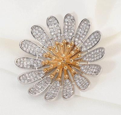 China New high-grade new inlaid zircon brooch clothing manufacturers wholesale clothing decoration flower petal brooch for sale