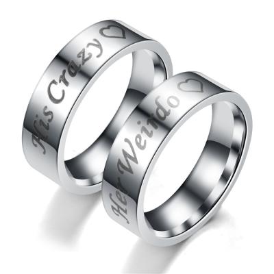 China Fashion Custom Fashion Lovers Personalized Ring Lettering Ring Stainless Steel Ring for sale