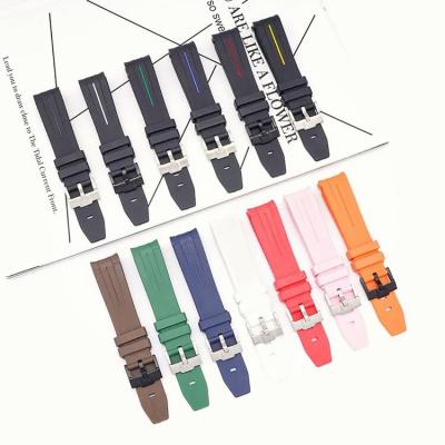 China New 20mm 22mm Rubber Hot Selling Water Resistant Curved Terminal Rubber Watch Strap For Women And Men for sale