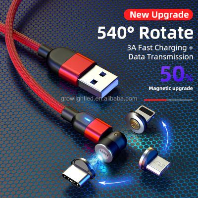 China MP3/MP4 player wholesale usb magnetic fast charging cable 3 in 1 nylon braided magnetic 540 charger with removable heads for sale