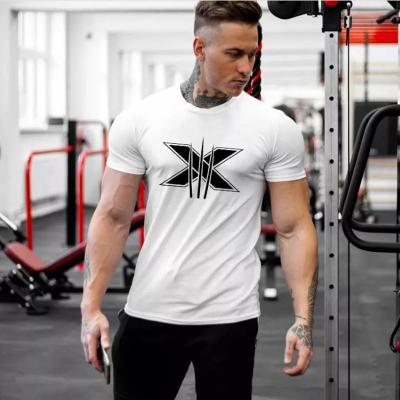 China Breathable Anti-Wrinkle Gym Tops Screen Printing Cotton Elastane Fitness Workout T-Shirts For Men Casual Polyester/Cotton Printing for sale