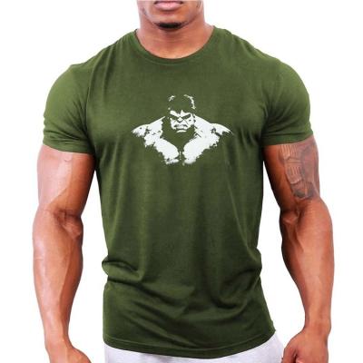 China Anti-wrinkle custom your own logo t-shirt for men gym fitness bodybuilding slim fit muscle t-shirt with printing for sale