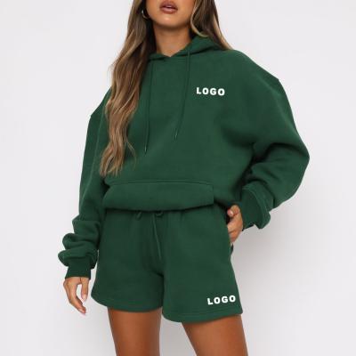 China Cotton Sustainable Custom Tracksuits For Women 2 Piece Women Plain Shorts Tracksuit With Logo for sale