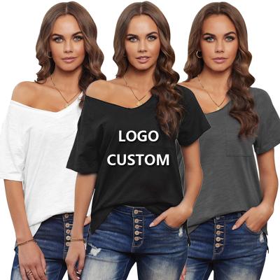 China Custom Anti-Wrinkle Loose T-shirt Cotton Women's Loose T-Shirt For Women for sale