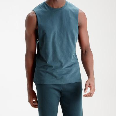 China Custom anti-pilling men's tank top sleeveless with plain high quality cotton tank top men for workout for sale