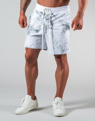 China Anti-Wrinkle Men Running Shorts With Splatter Ink For Bodybuilding Muscle Wear Training Sportswear Exercise Gym Shorts Plus Sizes for sale