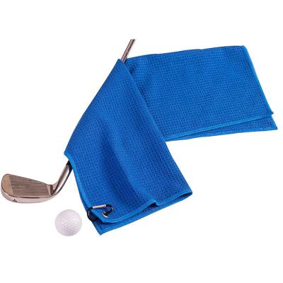 China Sustainable Microfiber Waffle Weave Golf Towels With Metal Clip Hook Waffle Golf Towels With Custom Logo Towels For Golf for sale