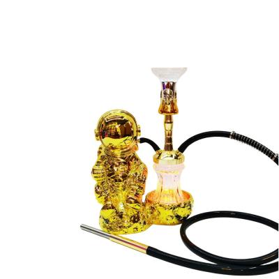 China Resin 38CM Hookah Design Gold White Aluminum 1 Hose Shisha with LED Light for sale