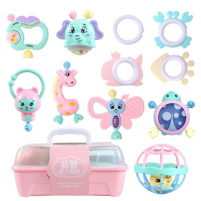 China Soft Storage Box 11 Pieces Set Baby Rattles Newborn Teether Cute Plastic Toy Rattle for sale