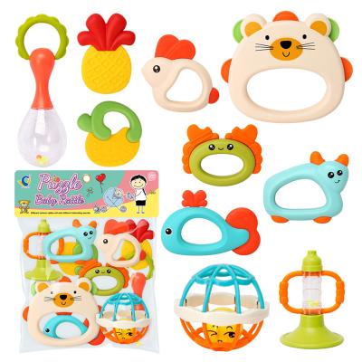 China Wholesale Cute New 10 Pcs ABS+TPR Newborn Teether Rattle Set Toy Baby Infant Toys for sale